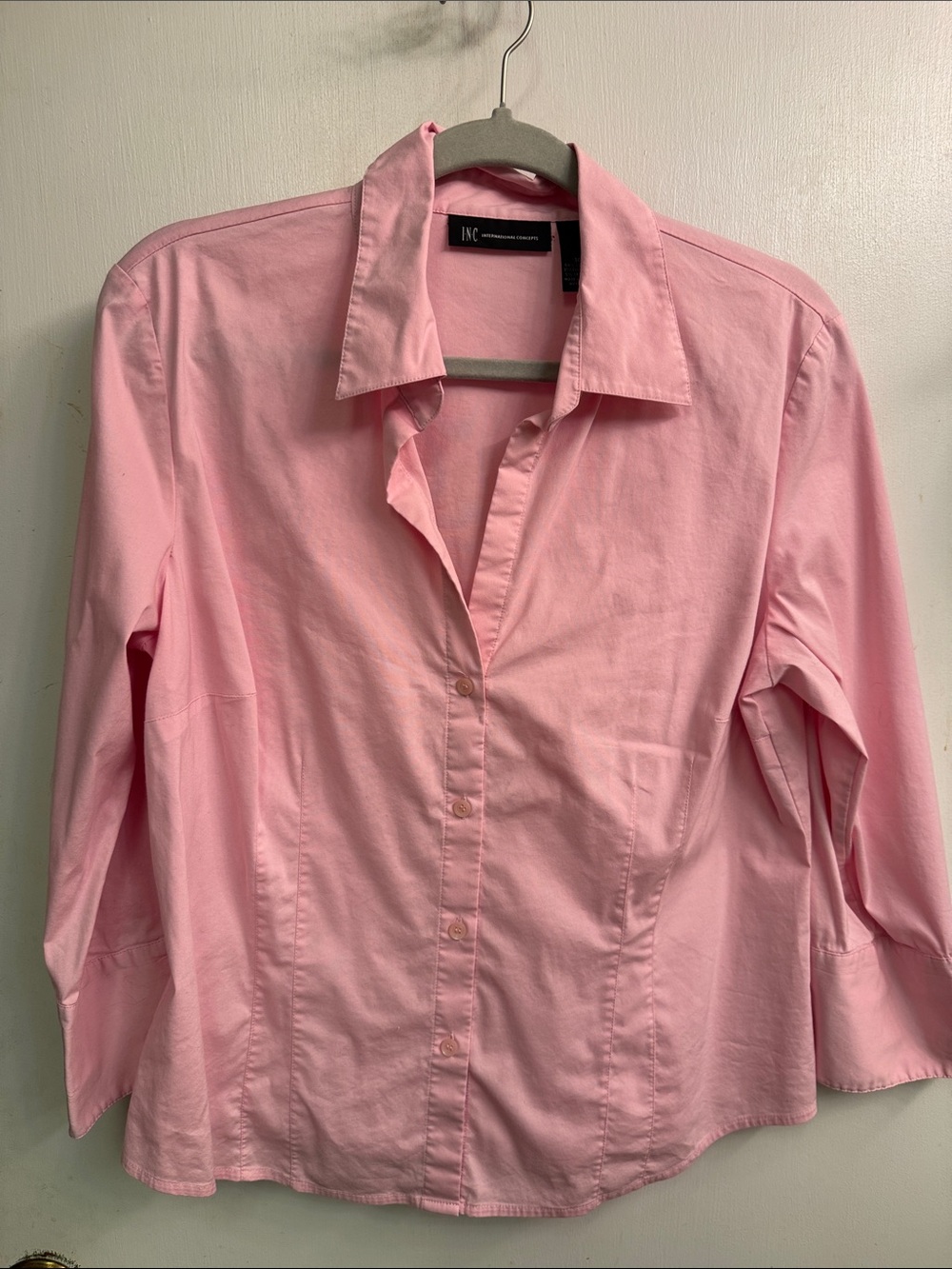 INC International Concepts Light Pink Button-Down Shirt